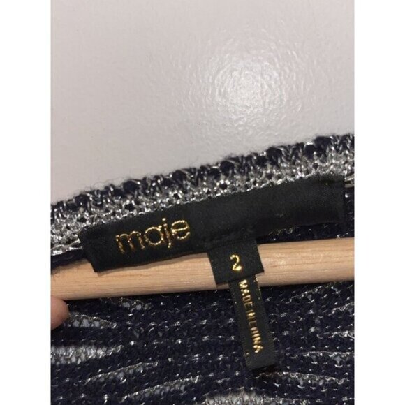 Maje Black   V-Neck Long Sleeve Pullover Women's Sweater Size 2 (MEDIUM) - Picture 4 of 8